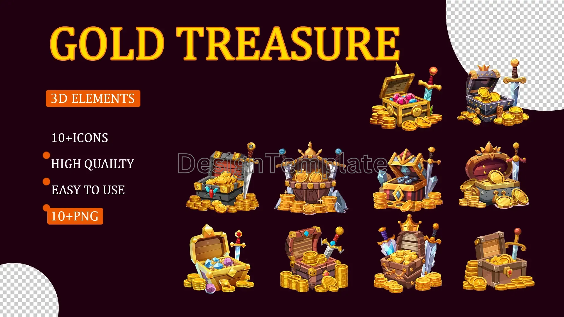 Treasure Trove Opulent 3D Gold Graphics Pack